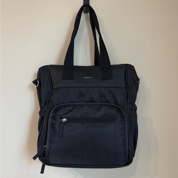 NWOT black lunch bag/work tote multi-pocket crossbody or shoulder strap bag - Picture 6 of 15